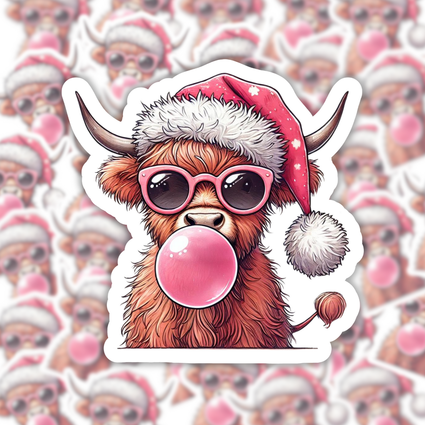 Christmas Highland Cow Sticker