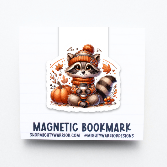 Fall Raccoon Magnetic Bookmark