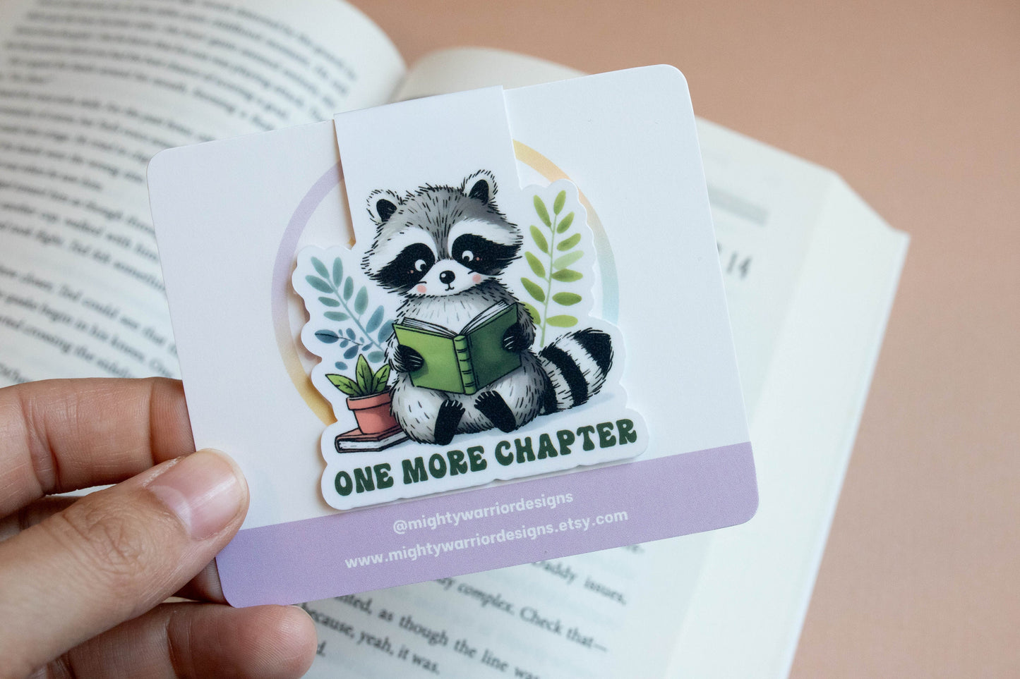 Reading Raccoon Magnetic Bookmark